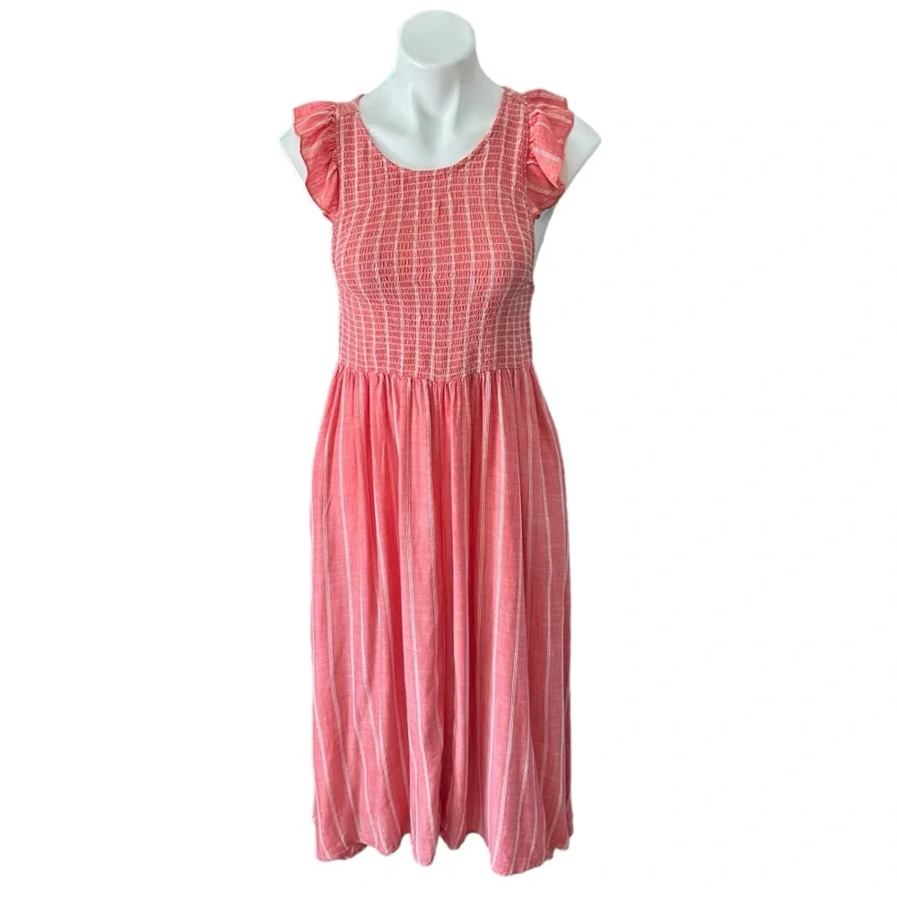 Free People Chambray Butterflies Midi Dress in Red Size S
